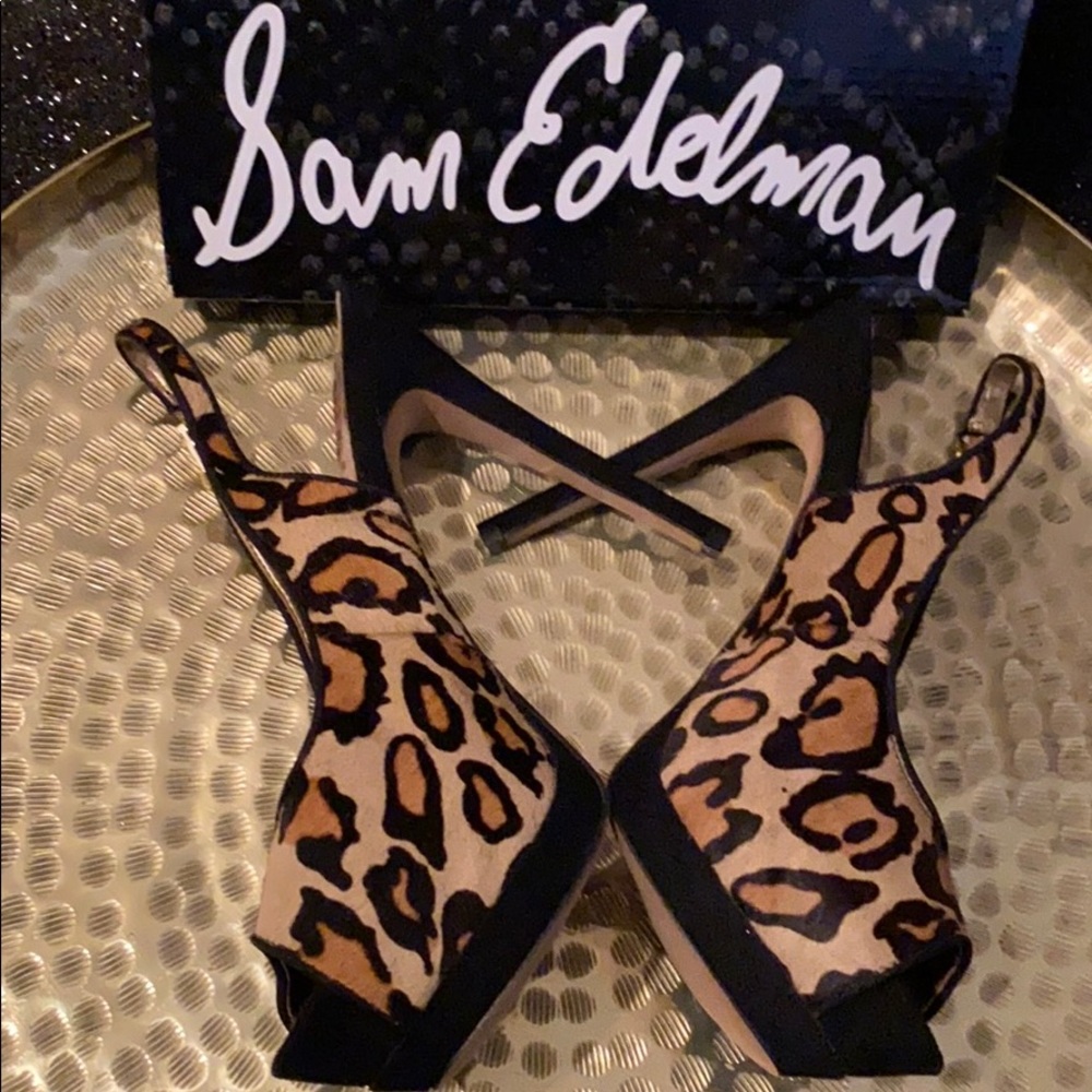 Sam Edelman Penelope Leopard Open Toe Heels